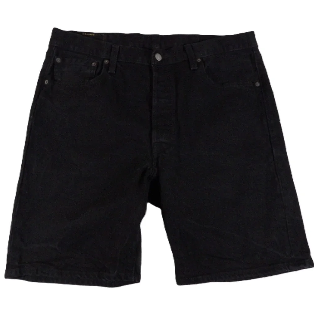 Levis 501 Denim Shorts Men W38 L9 Black Button Fly Cotton Blend Summer Jorts